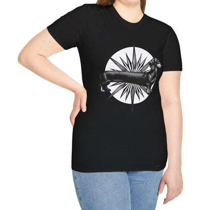 "Go North" Black & Tan Smooth-Haired Dachshund Unisex Softstyle T-Shirt