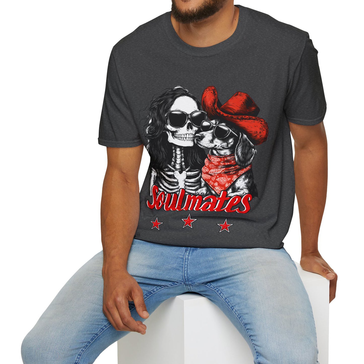"Smooth Soulmates" Smooth-Haired Dachshund Halloween Unisex Softstyle T-Shirt