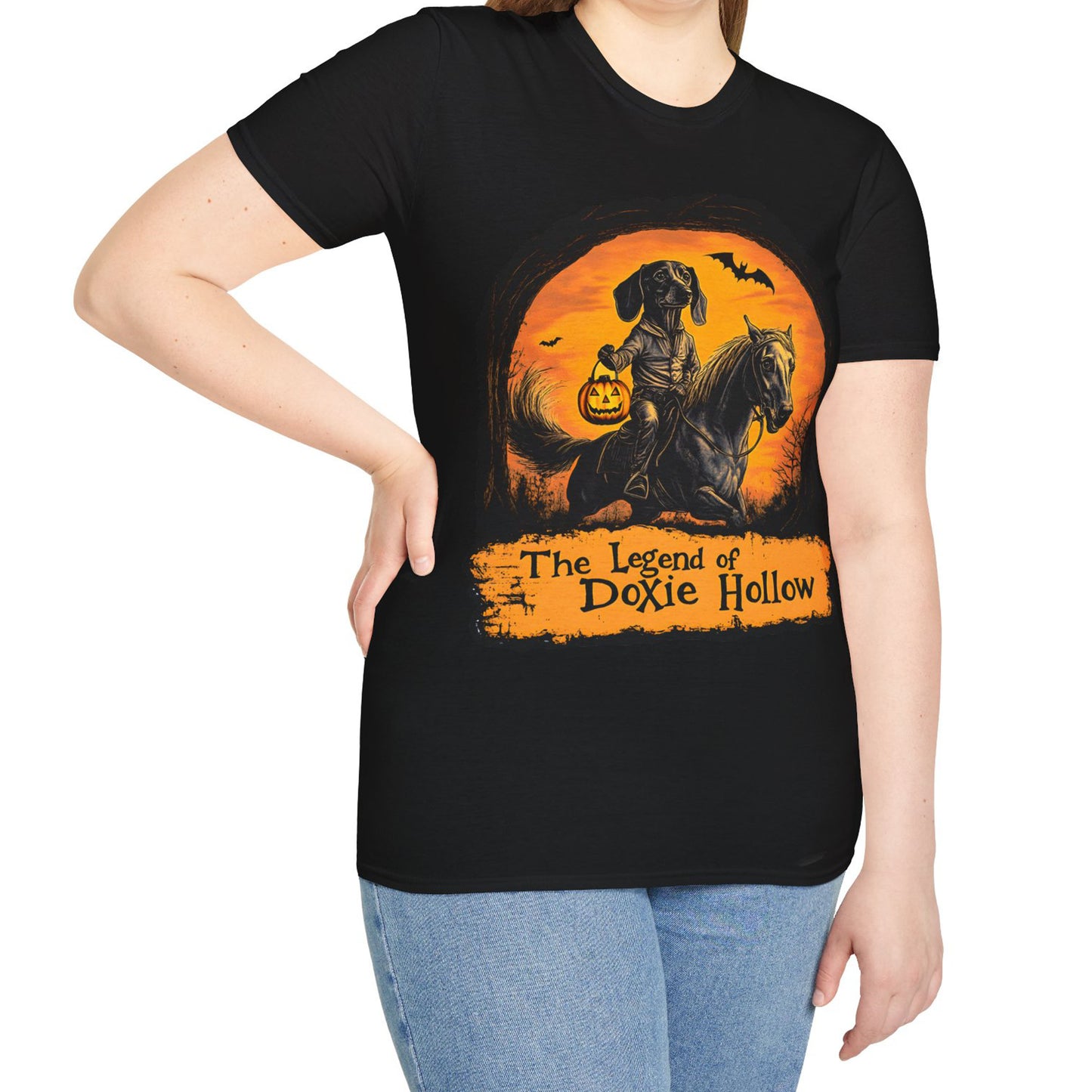 "Smooth's Hollow" Smooth-Haired Dachshund Halloween Unisex Softstyle T-Shirt