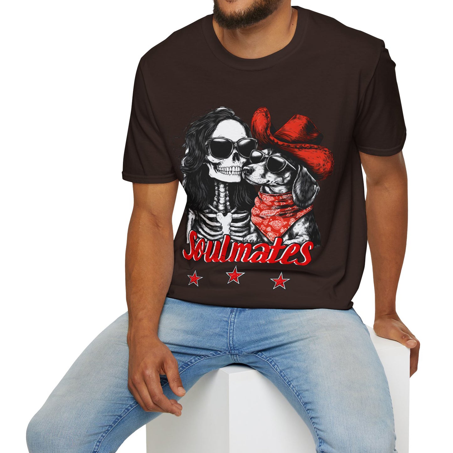 "Smooth Soulmates" Smooth-Haired Dachshund Halloween Unisex Softstyle T-Shirt