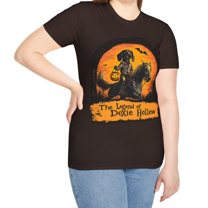 "Smooth's Hollow" Smooth-Haired Dachshund Halloween Unisex Softstyle T-Shirt