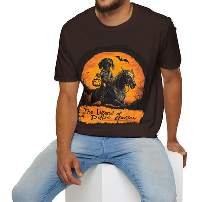 "Smooth's Hollow" Smooth-Haired Dachshund Halloween Unisex Softstyle T-Shirt