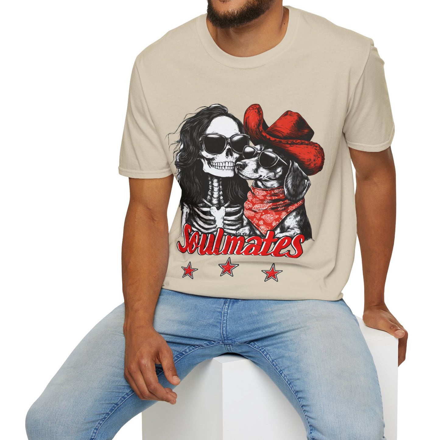 "Smooth Soulmates" Smooth-Haired Dachshund Halloween Unisex Softstyle T-Shirt