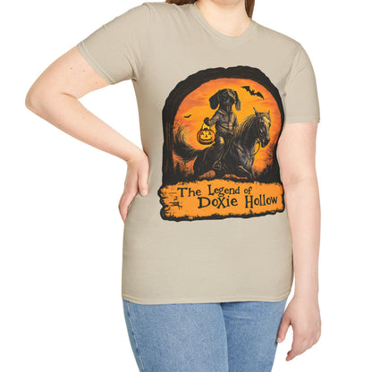 "Smooth's Hollow" Smooth-Haired Dachshund Halloween Unisex Softstyle T-Shirt