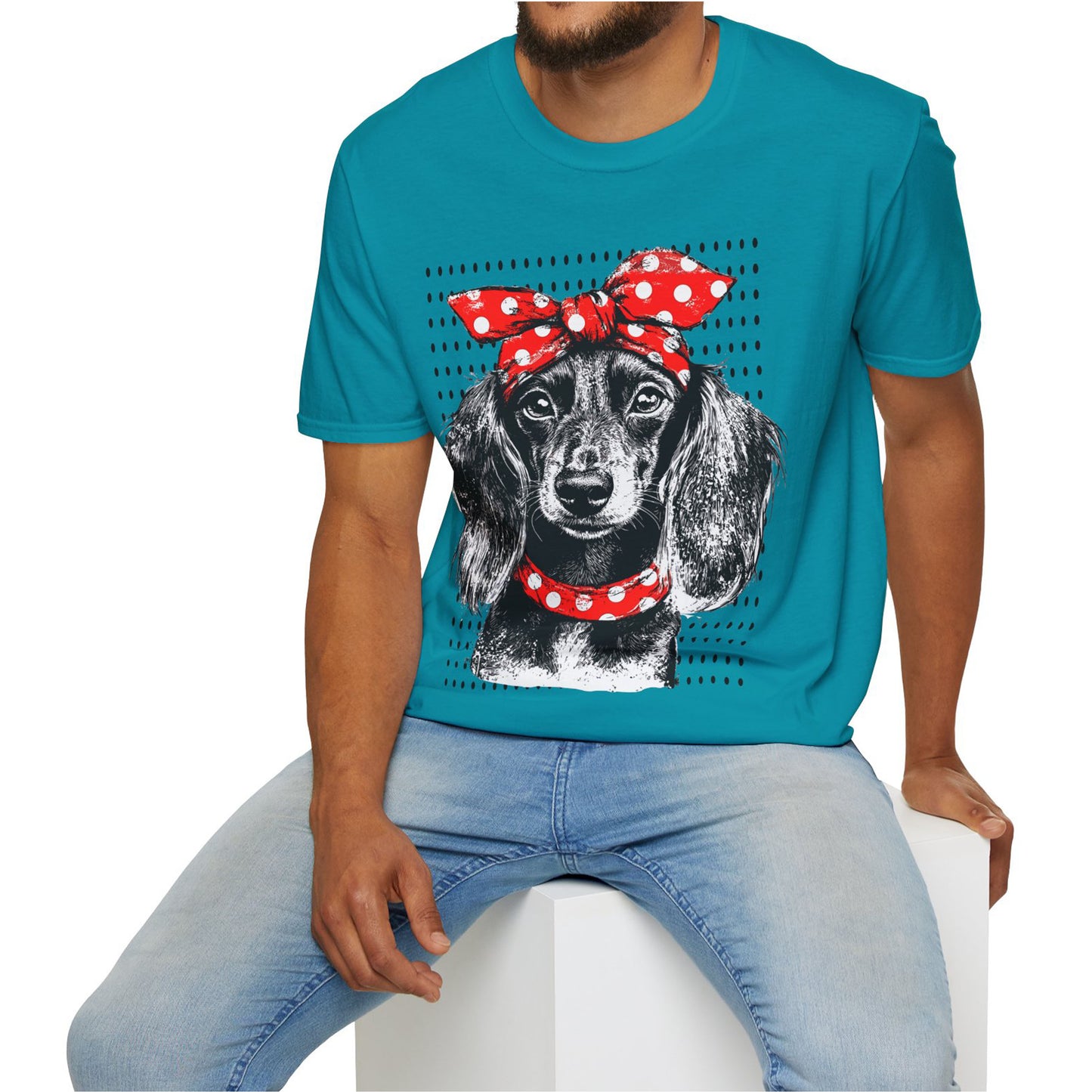 "Riveter" Long-Haired Dachshund Unisex Softstyle T-Shirt