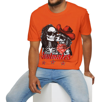"Smooth Soulmates" Smooth-Haired Dachshund Halloween Unisex Softstyle T-Shirt