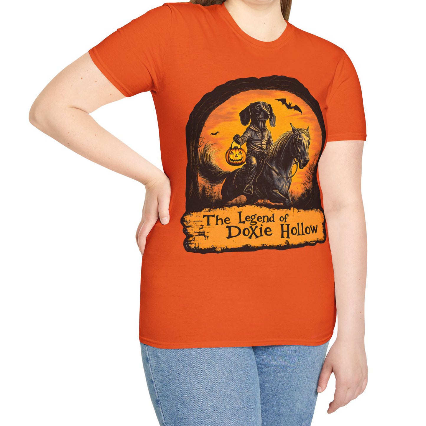 "Smooth's Hollow" Smooth-Haired Dachshund Halloween Unisex Softstyle T-Shirt