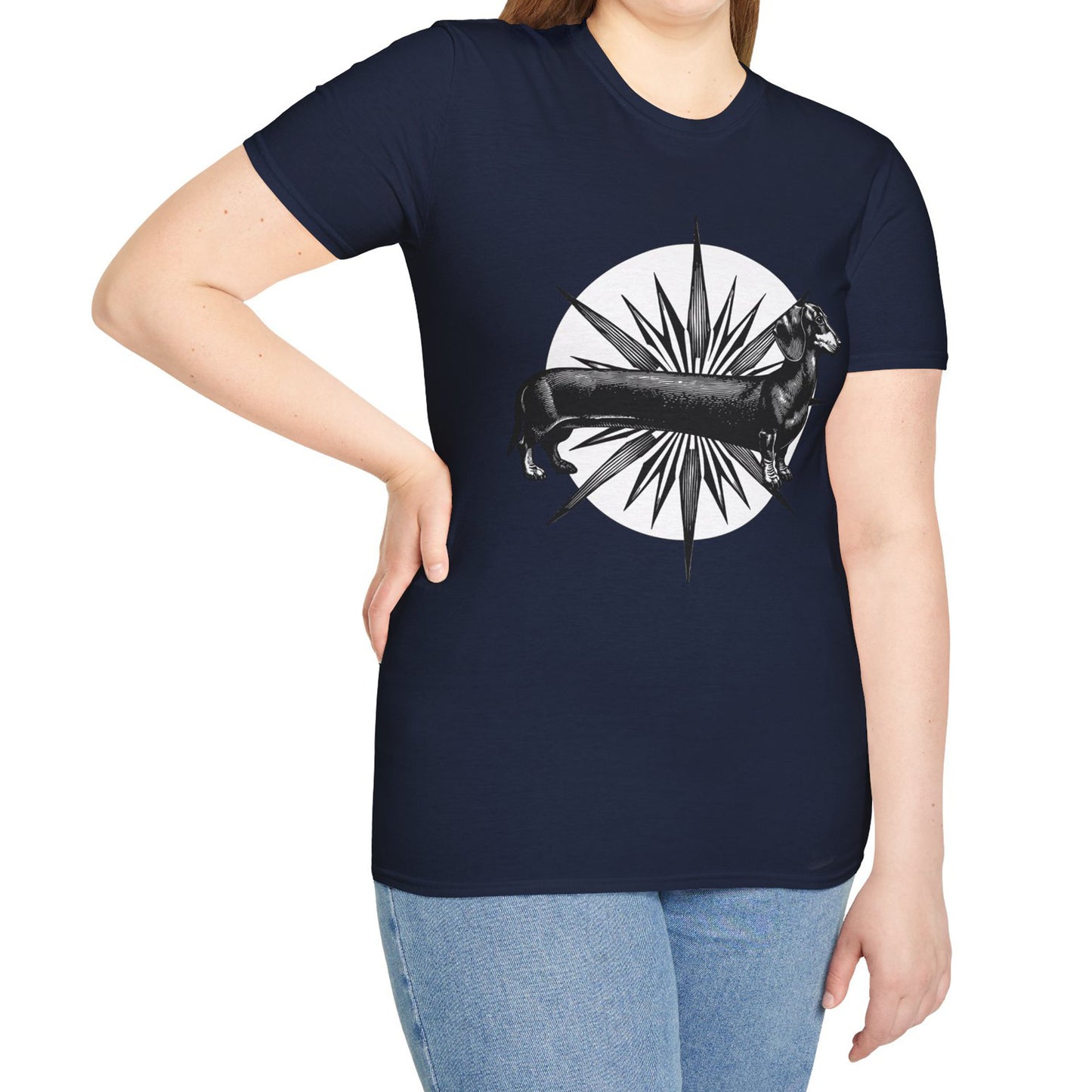 "Go North" Black & Tan Smooth-Haired Dachshund Unisex Softstyle T-Shirt