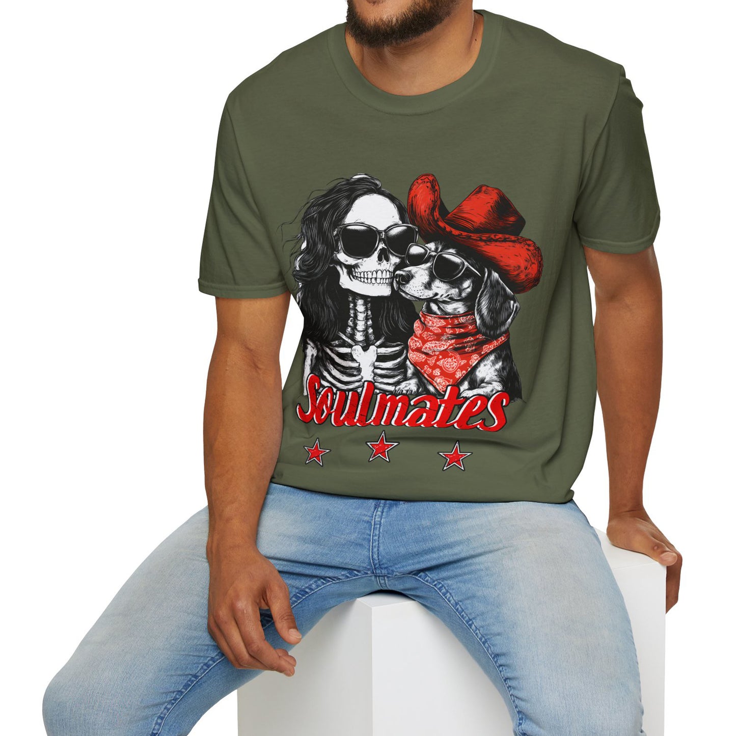 "Smooth Soulmates" Smooth-Haired Dachshund Halloween Unisex Softstyle T-Shirt