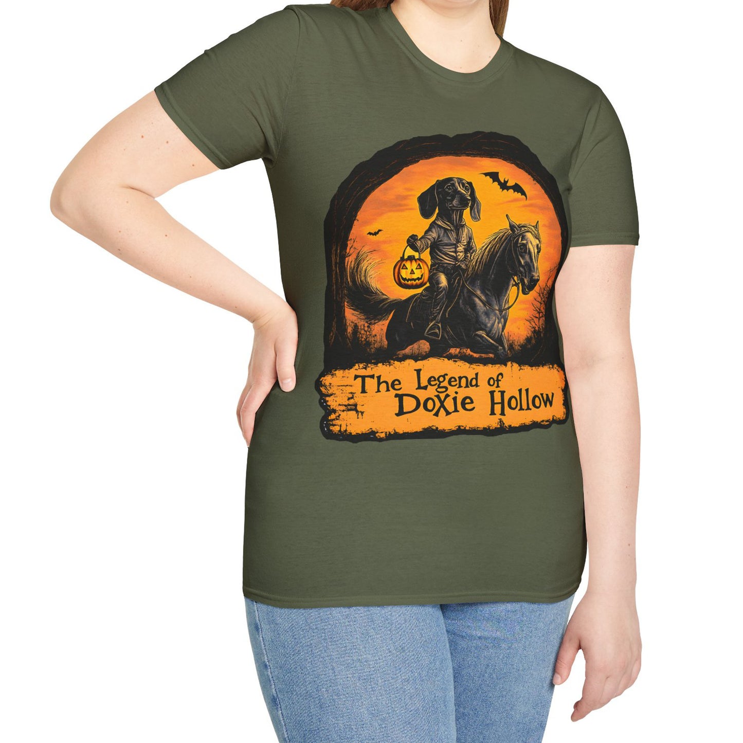"Smooth's Hollow" Smooth-Haired Dachshund Halloween Unisex Softstyle T-Shirt