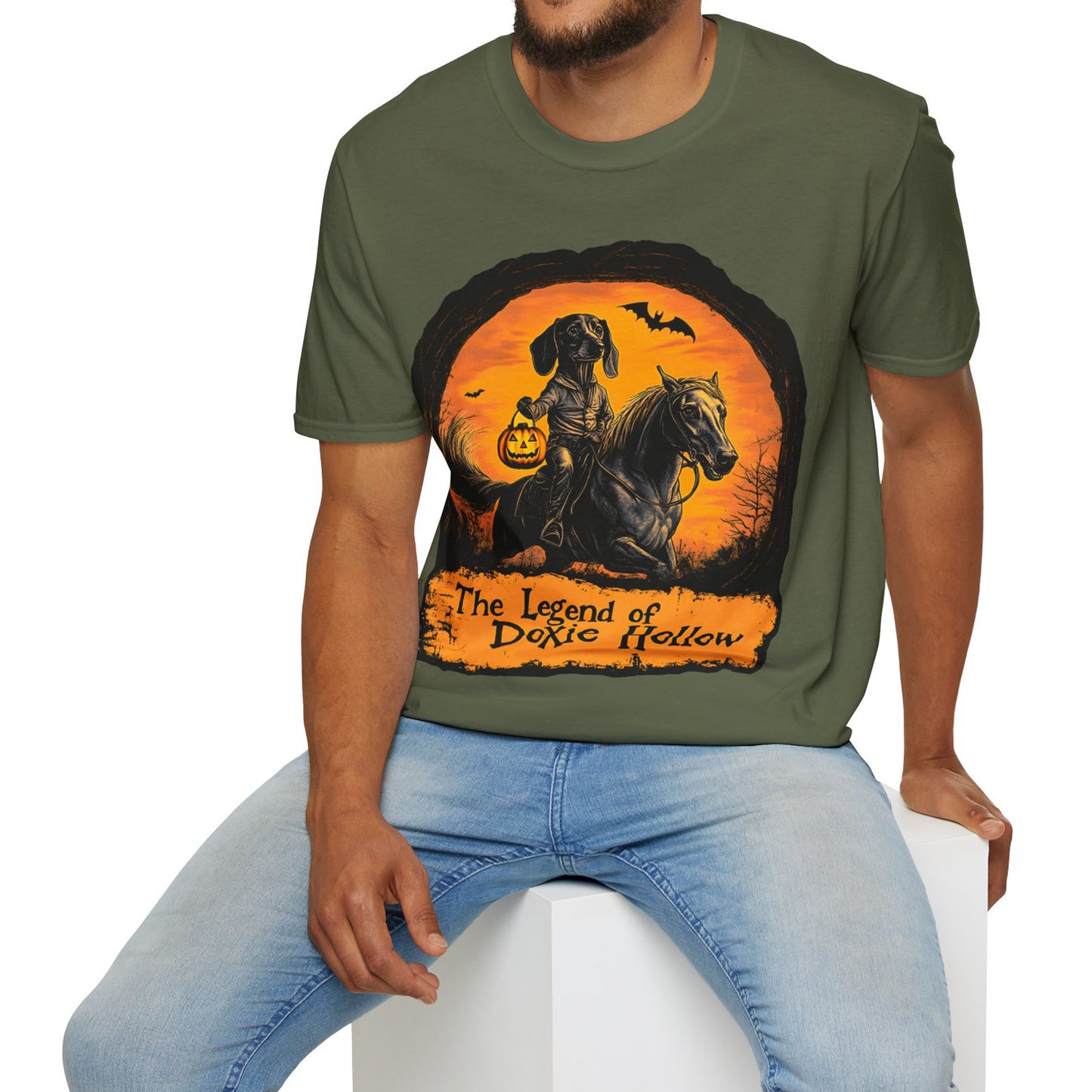 "Smooth's Hollow" Smooth-Haired Dachshund Halloween Unisex Softstyle T-Shirt