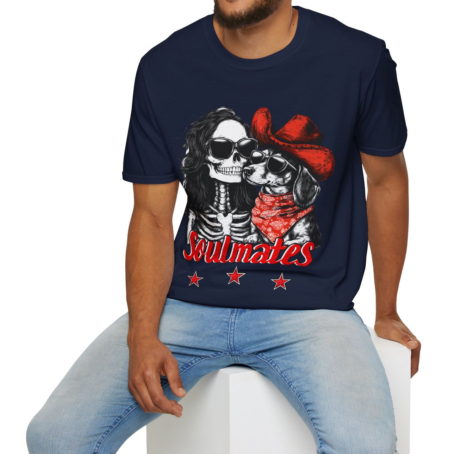 "Smooth Soulmates" Smooth-Haired Dachshund Halloween Unisex Softstyle T-Shirt