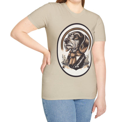 "Distinguished Gentleman" Wire-Haired Dachshund Unisex Softstyle T-Shirt