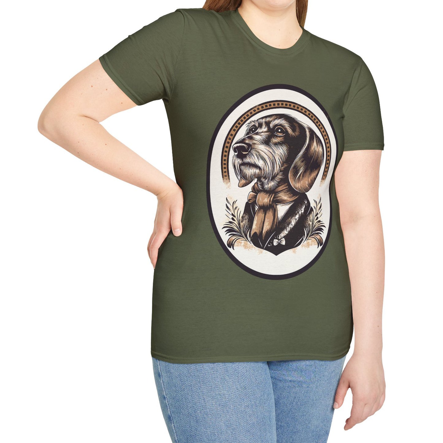 "Distinguished Gentleman" Wire-Haired Dachshund Unisex Softstyle T-Shirt