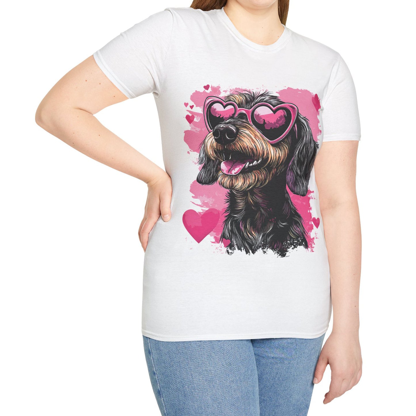 "Wired Heart" Wire-Haired Dachshund Unisex Softstyle T-Shirt