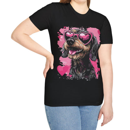 "Wired Heart" Wire-Haired Dachshund Unisex Softstyle T-Shirt