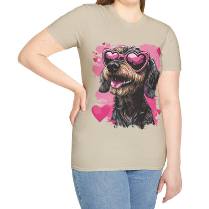 "Wired Heart" Wire-Haired Dachshund Unisex Softstyle T-Shirt