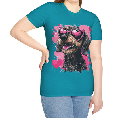 "Wired Heart" Wire-Haired Dachshund Unisex Softstyle T-Shirt