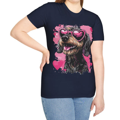 "Wired Heart" Wire-Haired Dachshund Unisex Softstyle T-Shirt