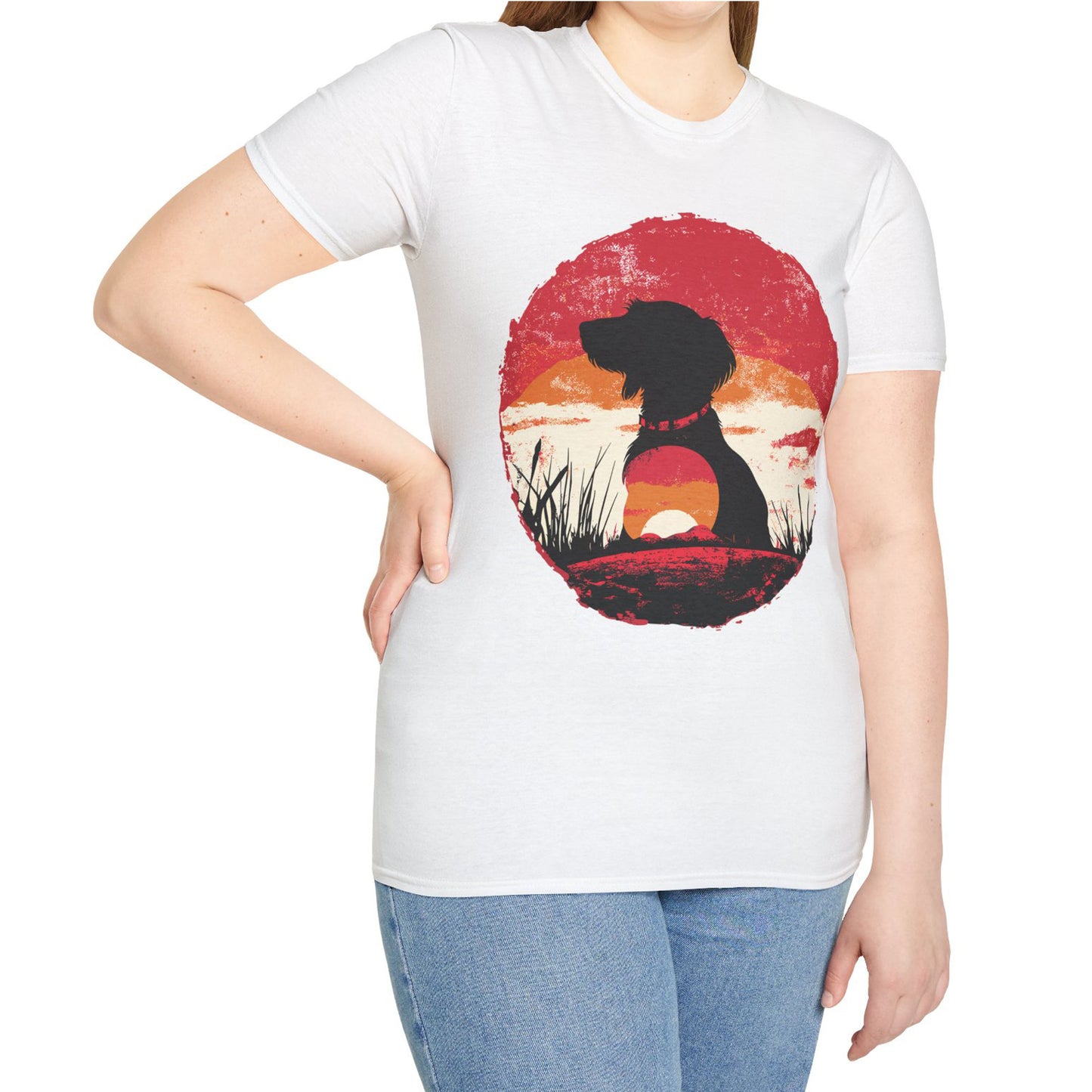 "Wired Sunset" Wire-Haired Dachshund Unisex Softstyle T-Shirt