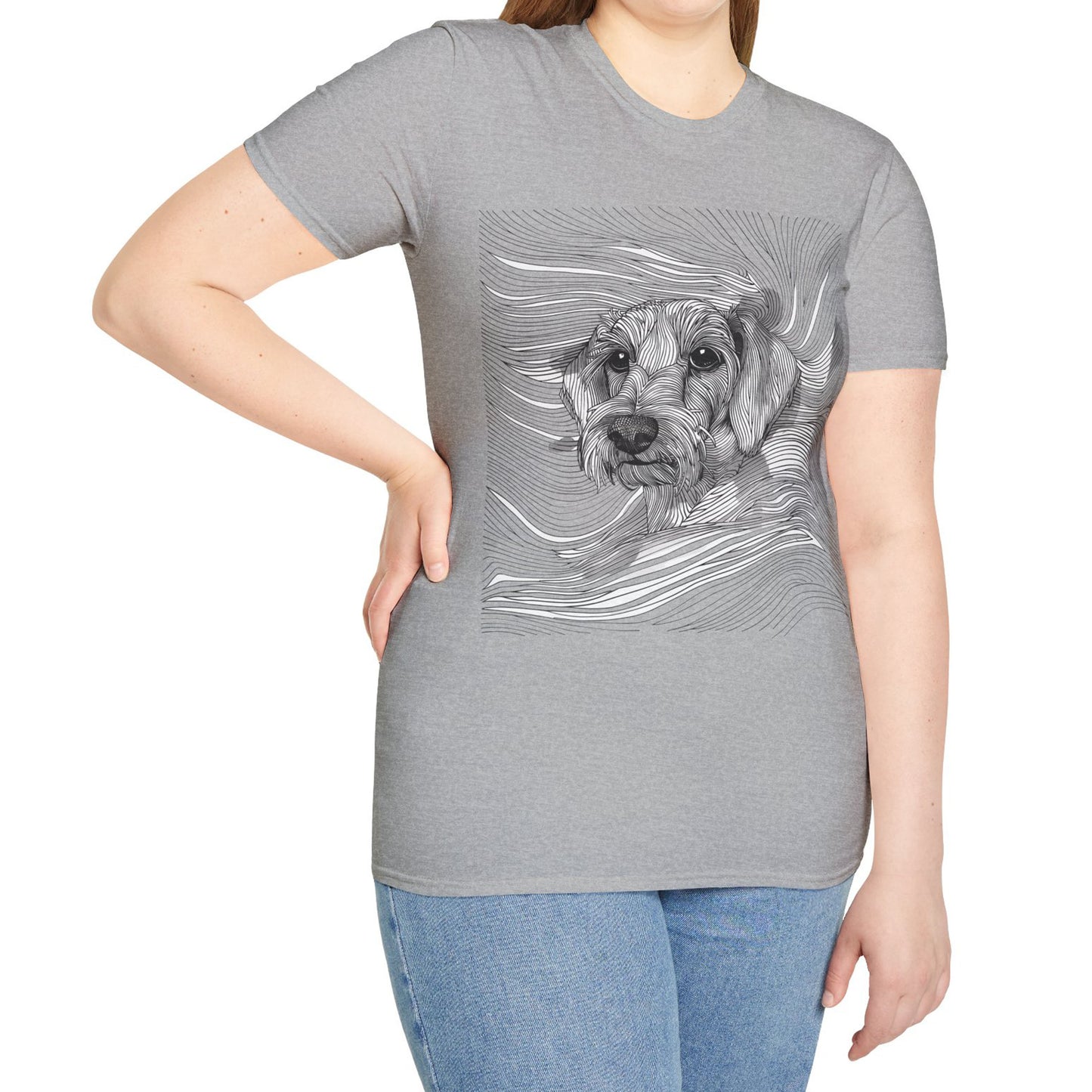 "Wired Joy" Wire-Haired Dachshund Unisex Softstyle T-Shirt