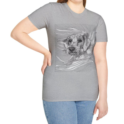 "Wired Joy" Wire-Haired Dachshund Unisex Softstyle T-Shirt