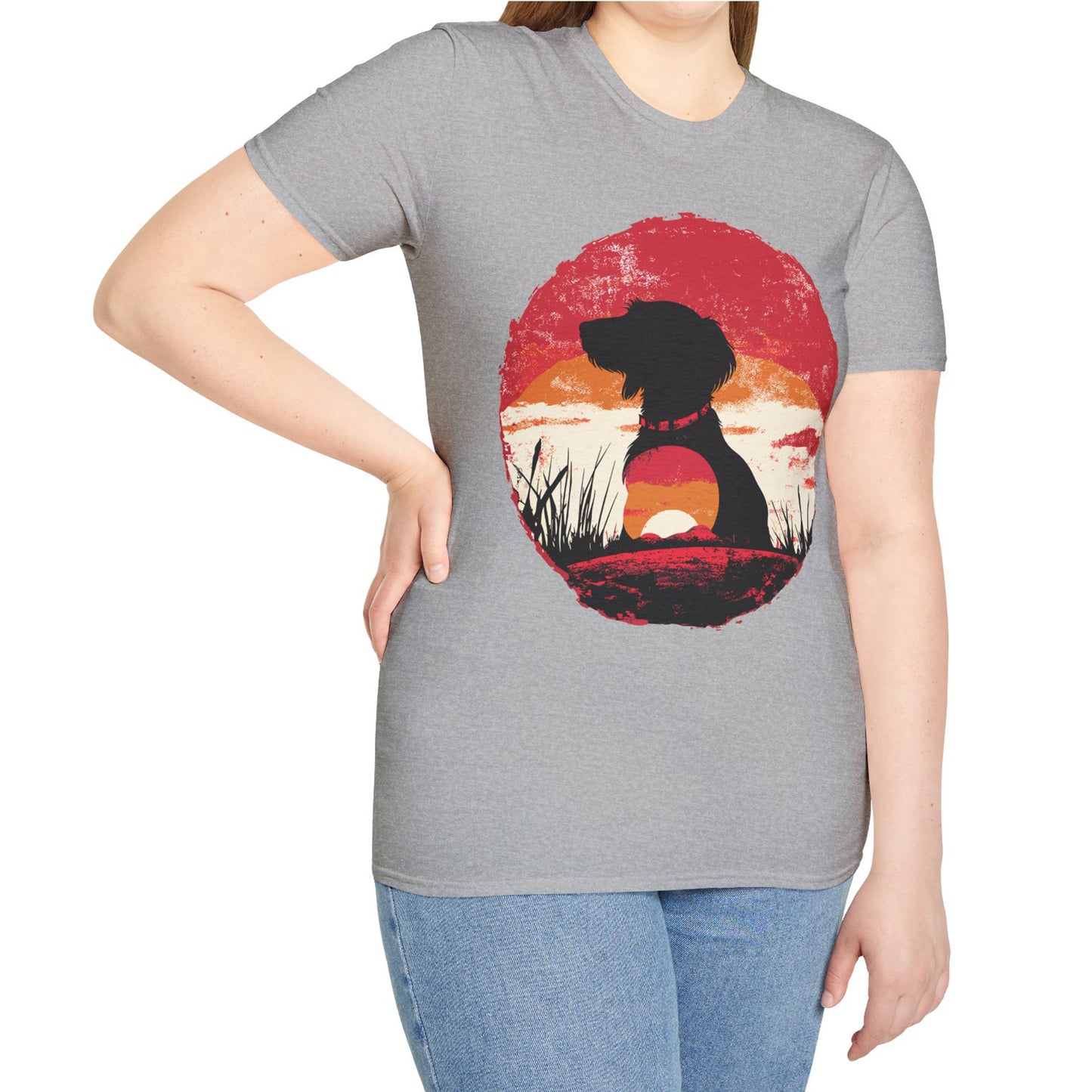 "Wired Sunset" Wire-Haired Dachshund Unisex Softstyle T-Shirt