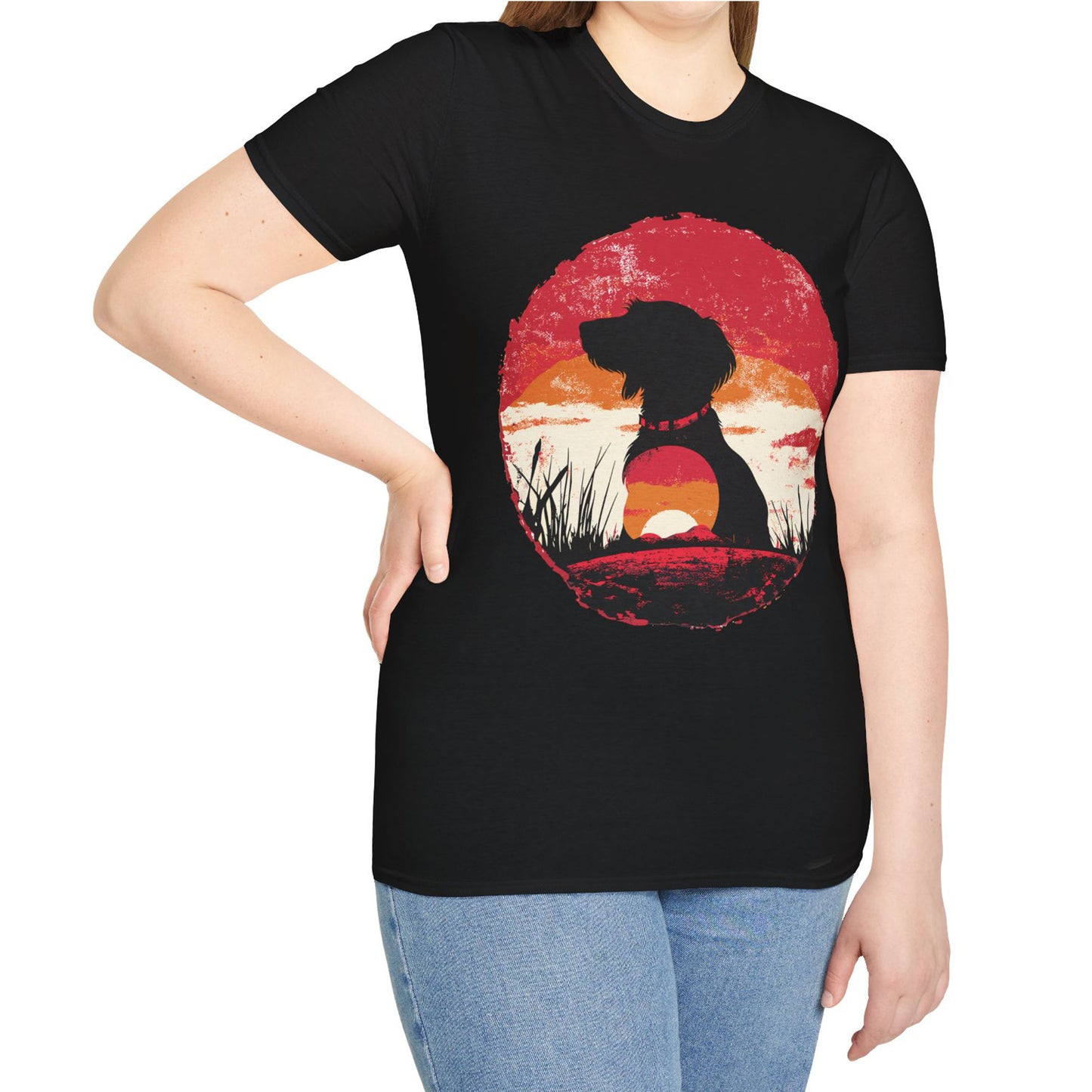 "Wired Sunset" Wire-Haired Dachshund Unisex Softstyle T-Shirt