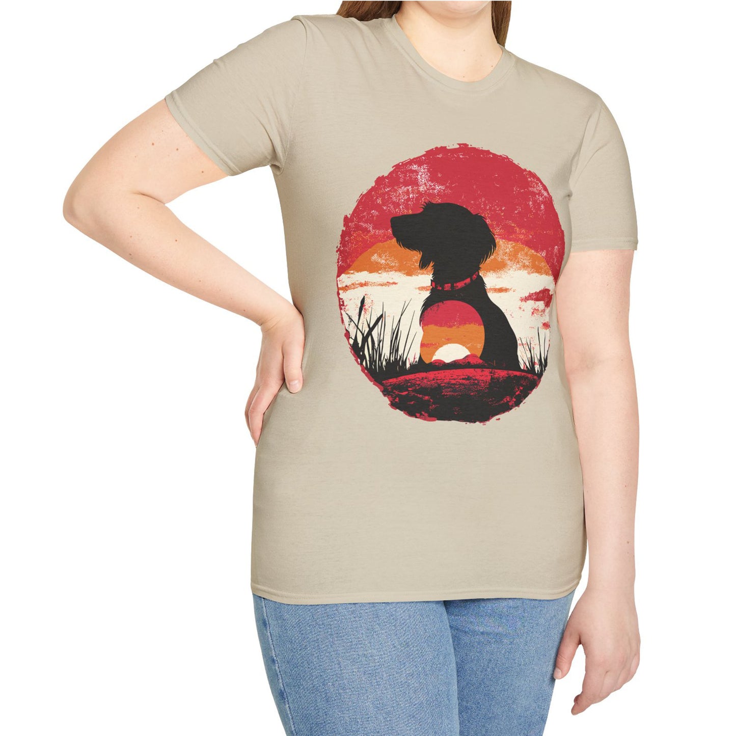"Wired Sunset" Wire-Haired Dachshund Unisex Softstyle T-Shirt