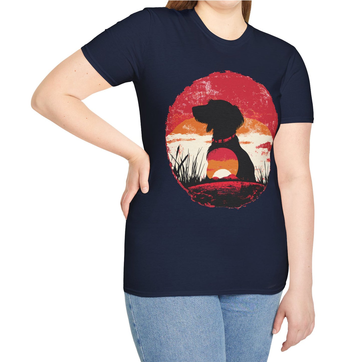 "Wired Sunset" Wire-Haired Dachshund Unisex Softstyle T-Shirt