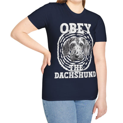 "Obey" Wire-Haired Dachshund Unisex Softstyle T-Shirt