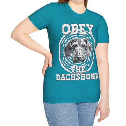 "Obey" Wire-Haired Dachshund Unisex Softstyle T-Shirt