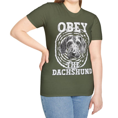 "Obey" Wire-Haired Dachshund Unisex Softstyle T-Shirt