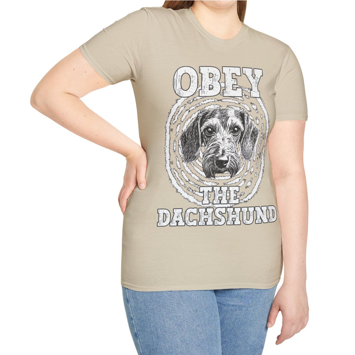 "Obey" Wire-Haired Dachshund Unisex Softstyle T-Shirt