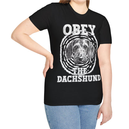 "Obey" Wire-Haired Dachshund Unisex Softstyle T-Shirt