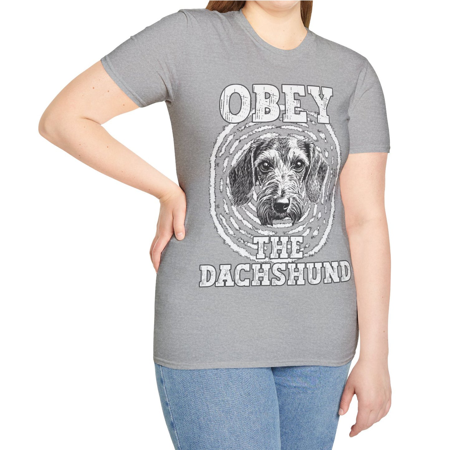 "Obey" Wire-Haired Dachshund Unisex Softstyle T-Shirt
