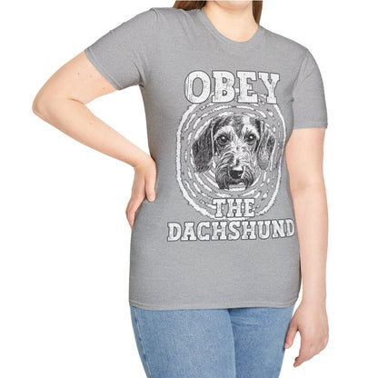 "Obey" Wire-Haired Dachshund Unisex Softstyle T-Shirt
