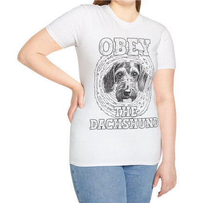 "Obey" Wire-Haired Dachshund Unisex Softstyle T-Shirt