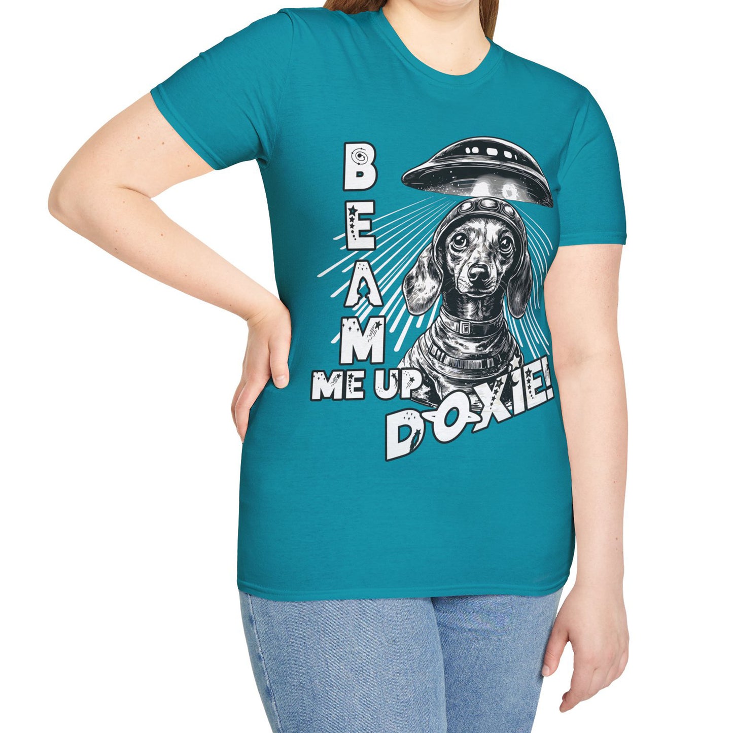 "Blue Beam" Smooth-Haired Dachshund Unisex Softstyle T-Shirt