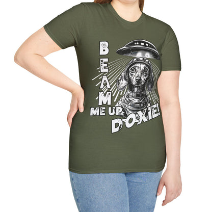 "Blue Beam" Smooth-Haired Dachshund Unisex Softstyle T-Shirt