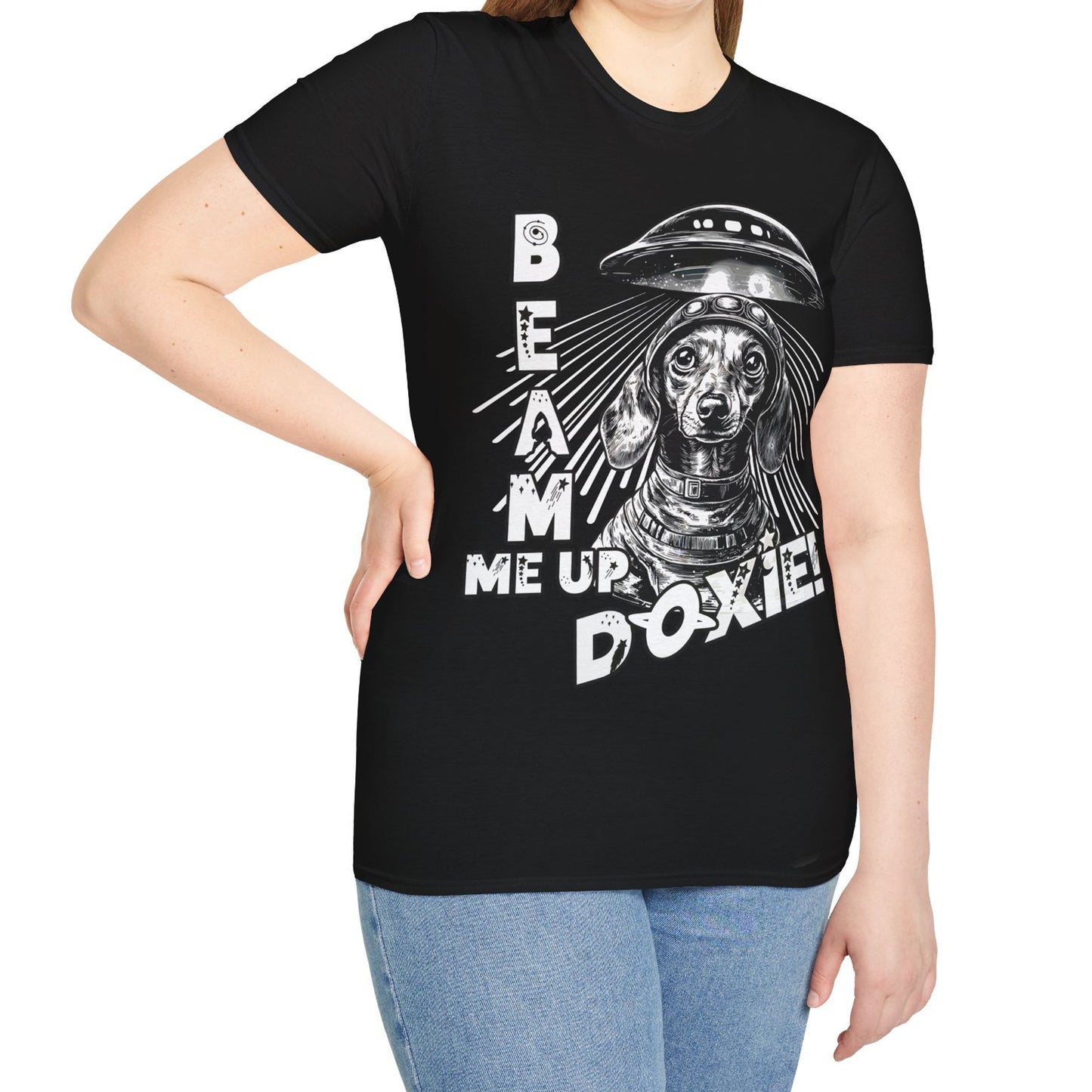 "Blue Beam" Smooth-Haired Dachshund Unisex Softstyle T-Shirt