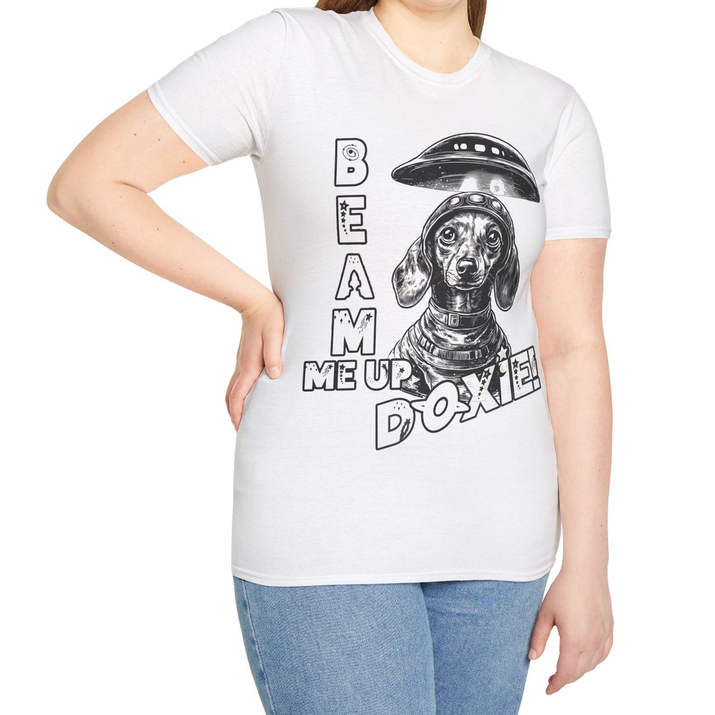 "Blue Beam" Smooth-Haired Dachshund Unisex Softstyle T-Shirt