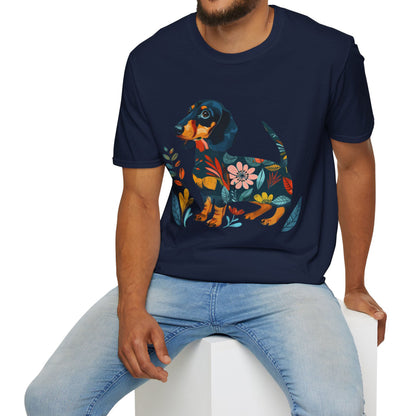 "Fresh" Black & Tan Smooth-Haired Dachshund Unisex Softstyle T-Shirt