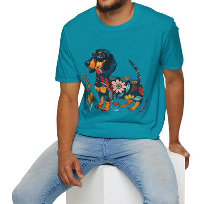 "Fresh" Black & Tan Smooth-Haired Dachshund Unisex Softstyle T-Shirt