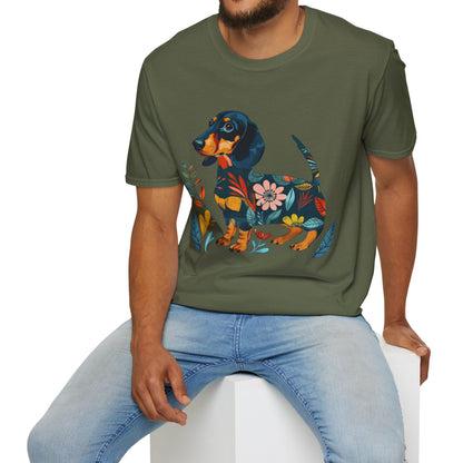 "Fresh" Black & Tan Smooth-Haired Dachshund Unisex Softstyle T-Shirt