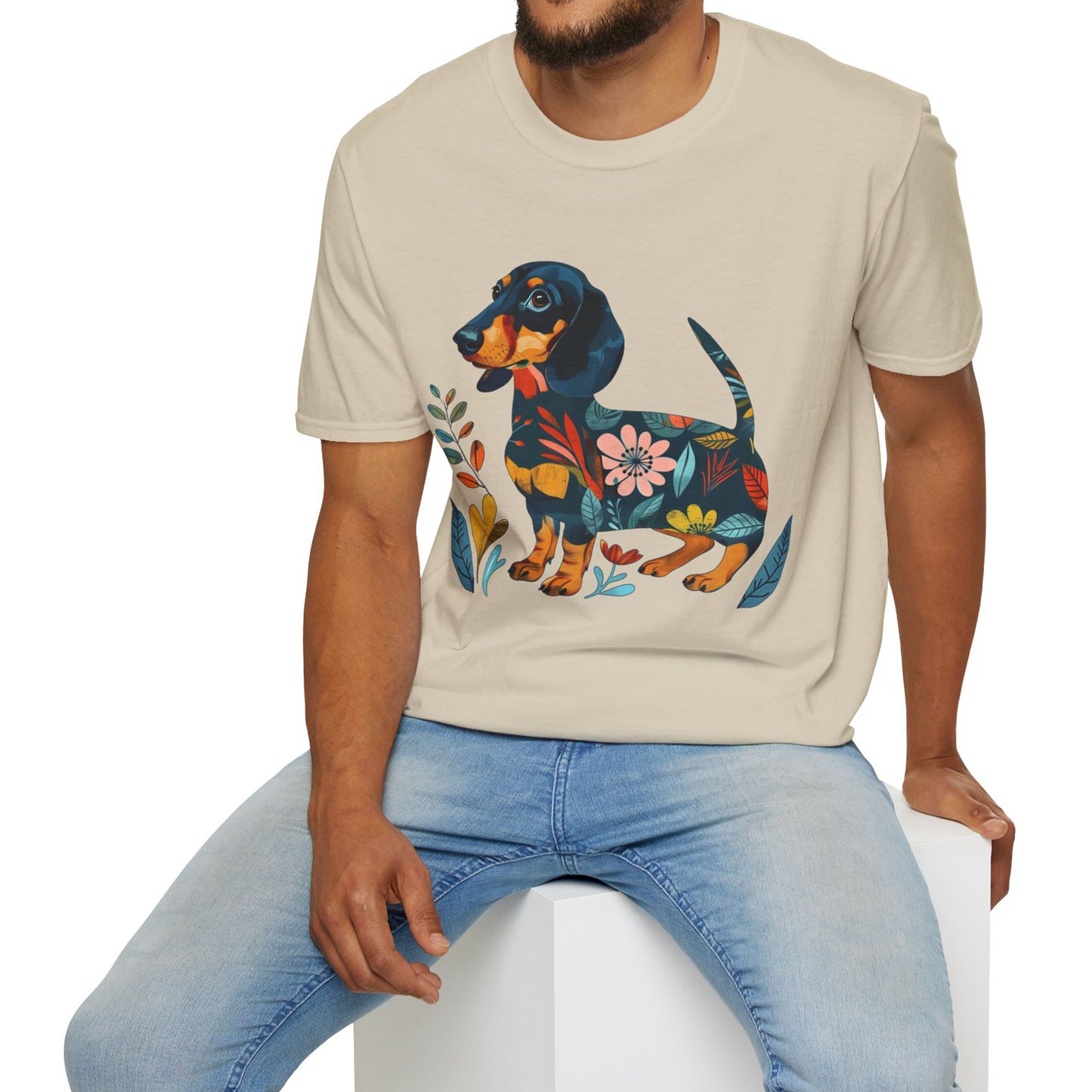 "Fresh" Black & Tan Smooth-Haired Dachshund Unisex Softstyle T-Shirt