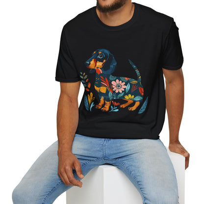 "Fresh" Black & Tan Smooth-Haired Dachshund Unisex Softstyle T-Shirt