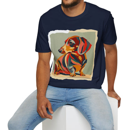 "Facet Hound" Tan Smooth-Haired Dachshund Unisex Softstyle T-Shirt