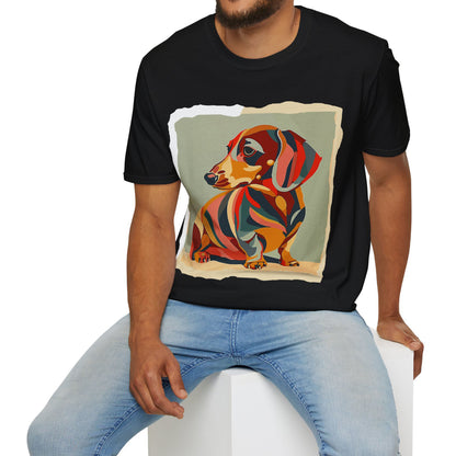 "Facet Hound" Tan Smooth-Haired Dachshund Unisex Softstyle T-Shirt