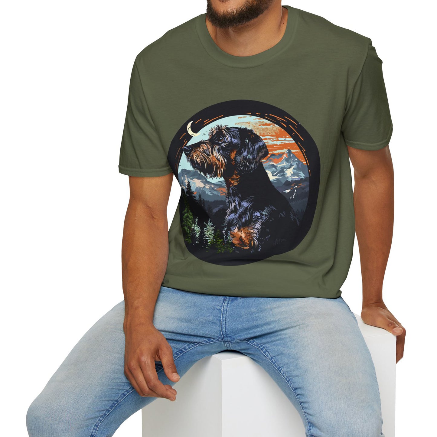 "Howl" Wire-Haired Dachshund Unisex Softstyle T-Shirt